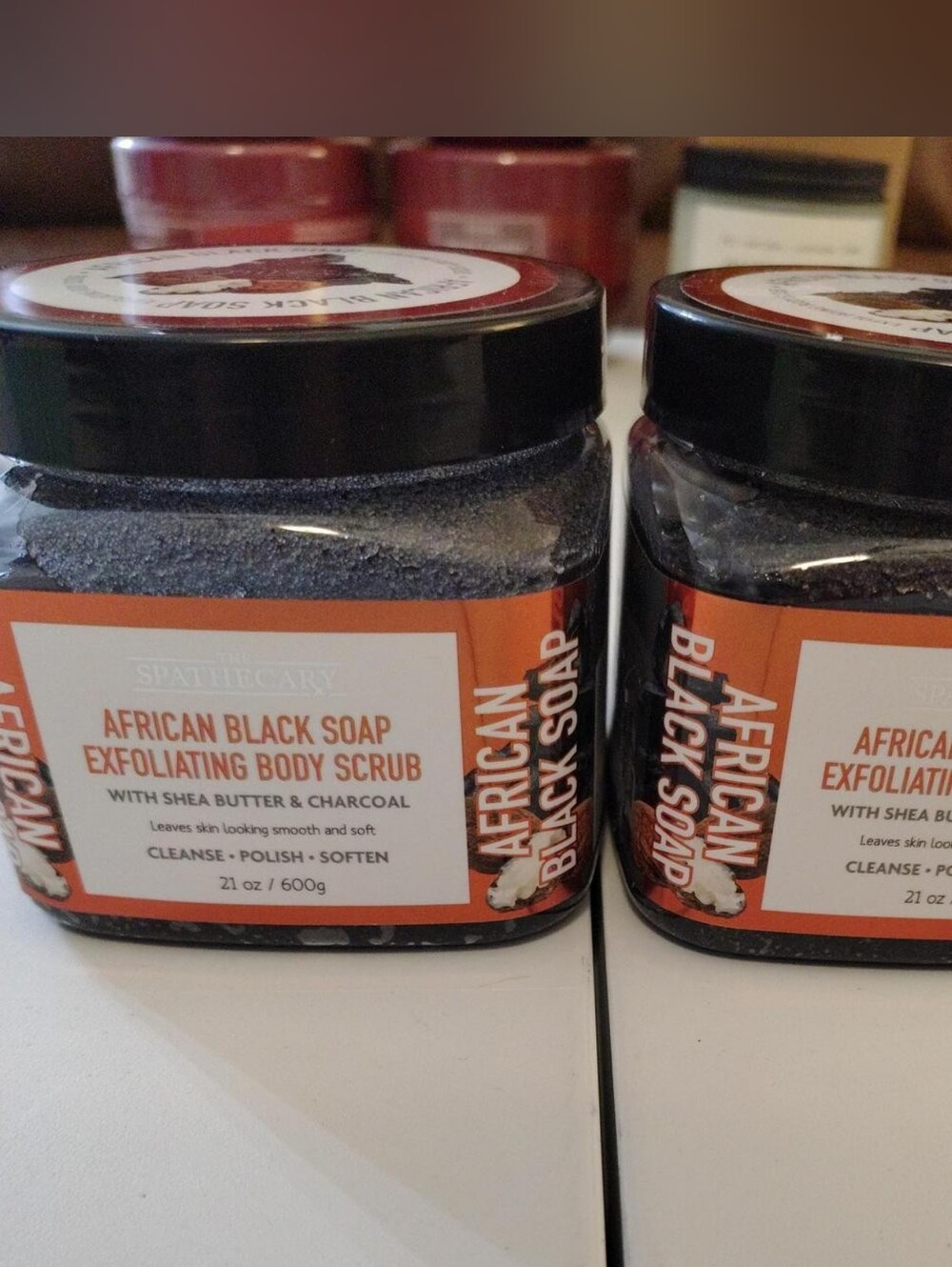 African Black Soap Exfoliating Body Scrub with Shea Butter & Charcoal - Black